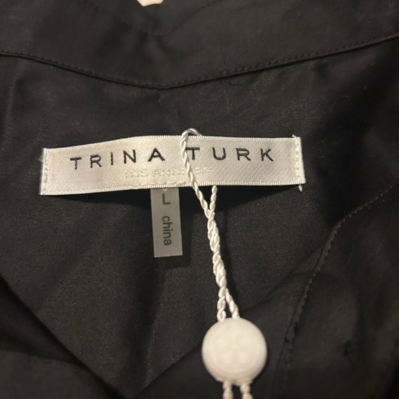 Trina Turk Black Rilee Dress with Puff Sleeves - Picture 7 of 8